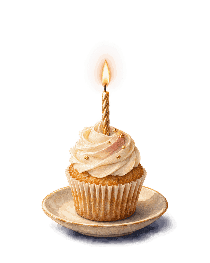 Cupcake dengan lilin menyala