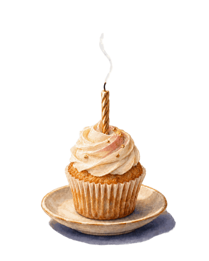 Cupcake dengan lilin yang telah padam